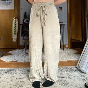 shinestar khaki flowy wide leg pants